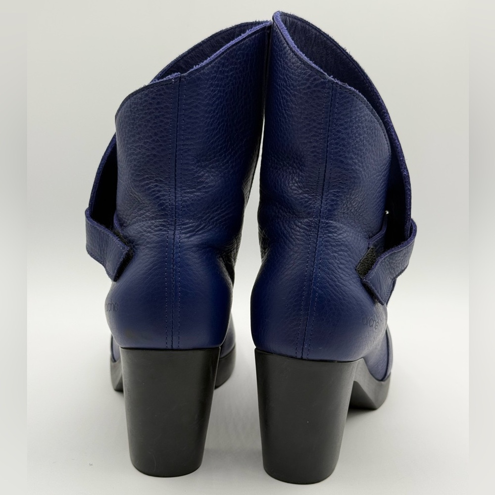 Arche Paris Royal Blue Leather Block Heel Ankle Boots Size 38/US 7 - Picture 10 of 16